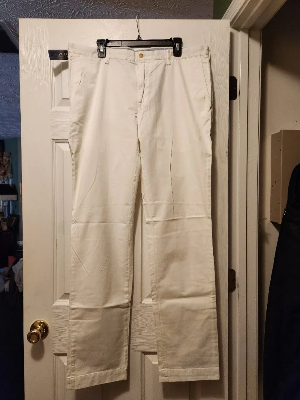 polo Ralph Lauren men's new white flat front 97%cotton casual pants size: 38T/36